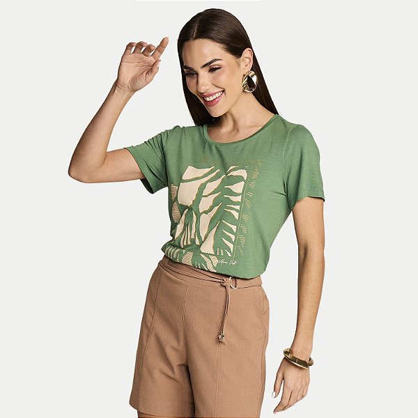 BLUSA MIRA VEST MANGA CURTA TSHIRT VISCOLYCRA SILKADA VERDE FEMININO ADULTO