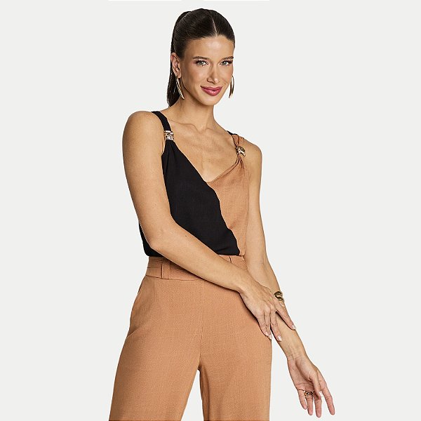 BLUSA MIRA VEST REGATA VISCOLINHO PRETO FEMININO ADULTO