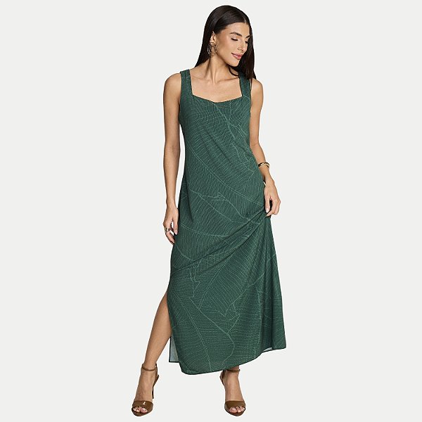 VESTIDO MIRA VEST REGATA POLIESTER ESTAMPADO VERDE FEMININO ADULTO