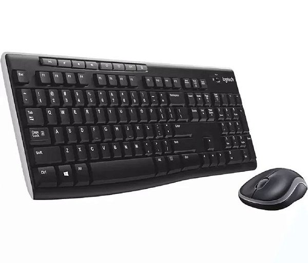 Kit Teclado e Mouse Logitech Sem Fio MK270 Preto
