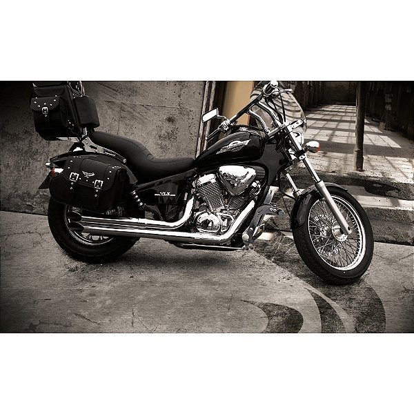 Escapamento custom shadow 600 reto 1998 a 2005 cromado cobra