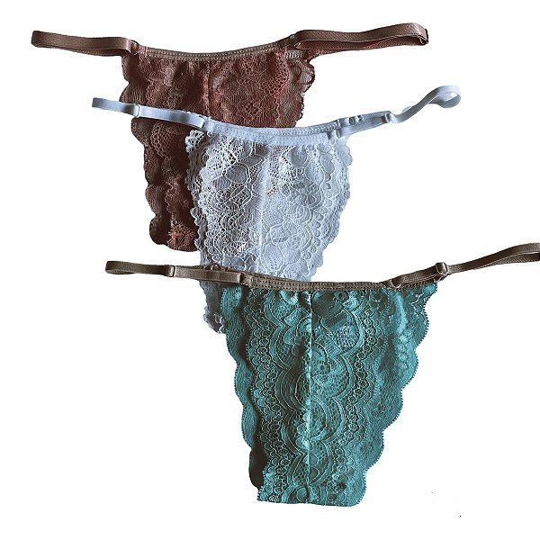 3 ISIS - Kit com 3 calcinhas de renda