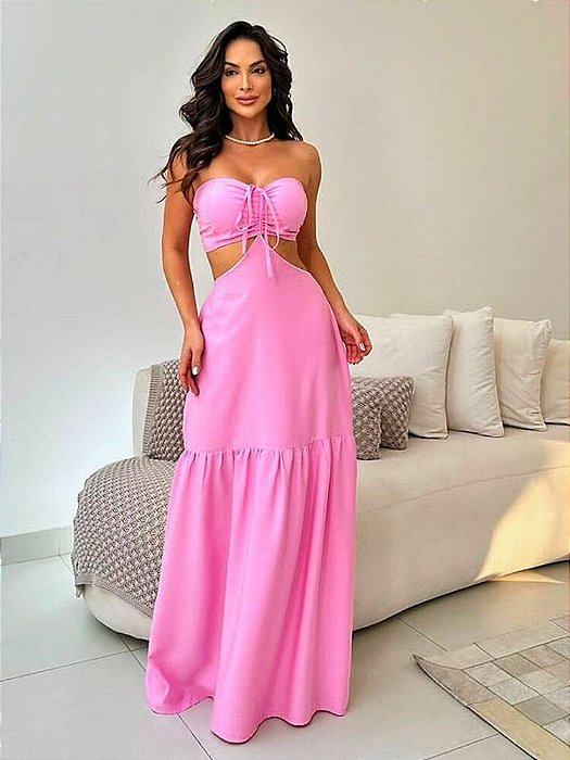 Vestido Longo Feminino Com Alcinha