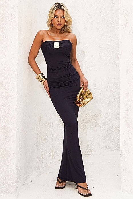 Vestido de Festa Tomara que Caia Longo com Detalhe Elegante