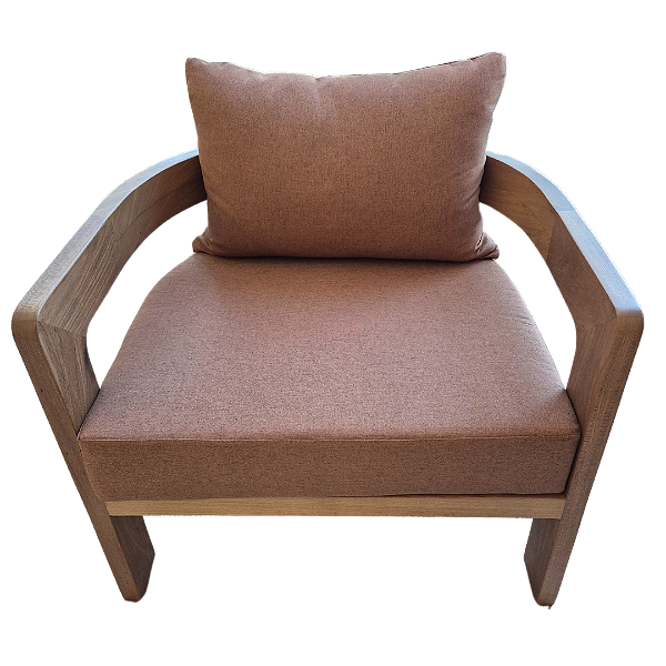 Cadeira Cozy Com Braço Em Madeira Freijó Premium e Tecido