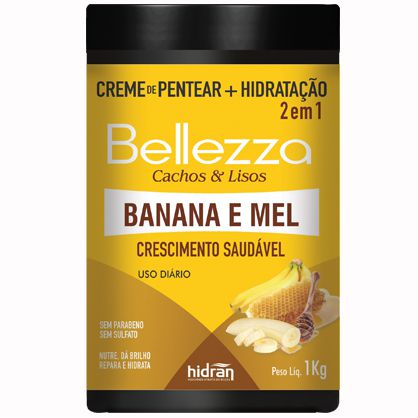 Creme de Pentear + Hidratação Hidran Bellezza 2 em 1 Banana e Mel 1Kg