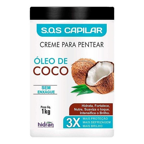 Creme de Pentear Hidran S.O.S Capilar Óleo de Coco 1Kg