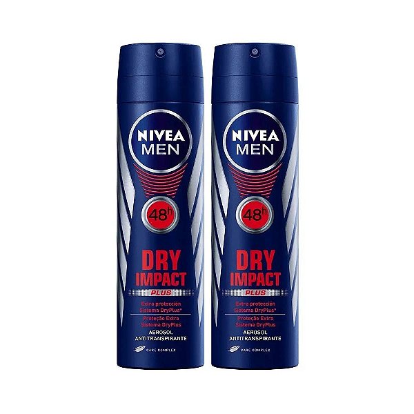 Desodorante Aerosol Nivea Men Dry Impact Plus 150ml C/2 Unidades