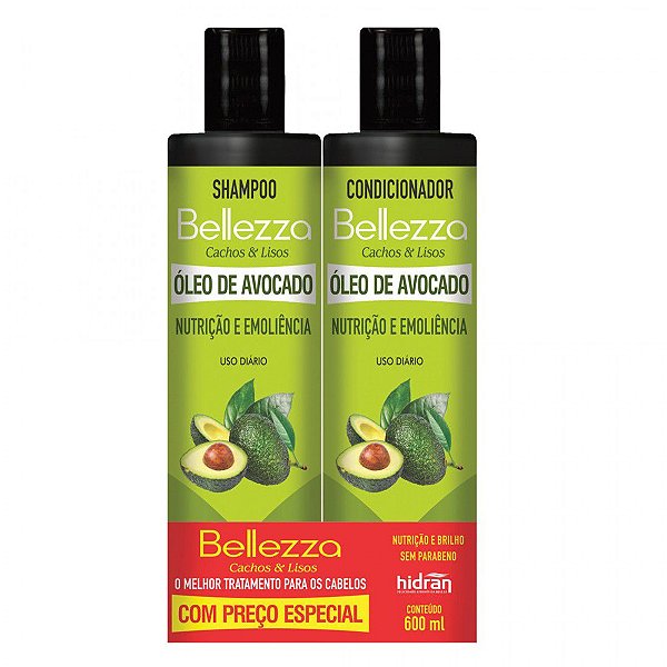 Kit Bellezza Shampoo+ condicionador Óleo Avocado 600ml