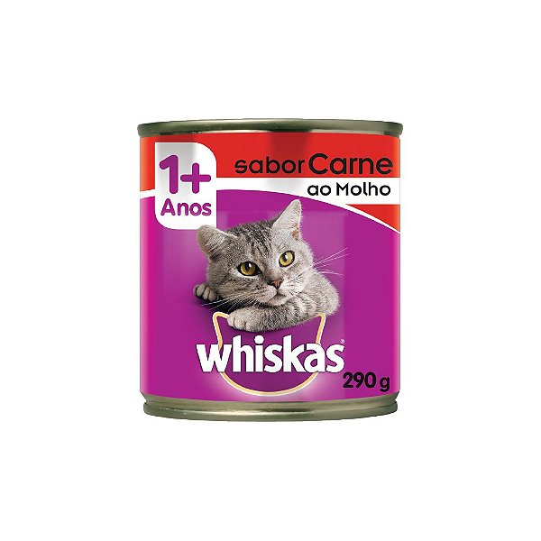 Ração Whiskas Carne ao Molho Lata 290g