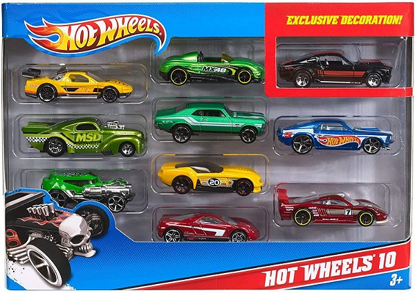 Pacote Carros Mattel com 10 unidades Hot Wheels