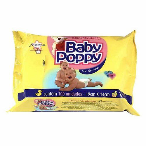 Toalhas Umedecidas Baby Poppy Com 100 Premium