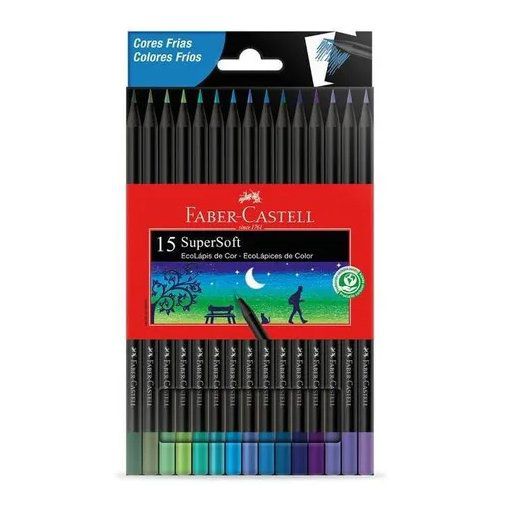 Lápis De Cor Faber Castell Supersoft Com 15  Cores Frias