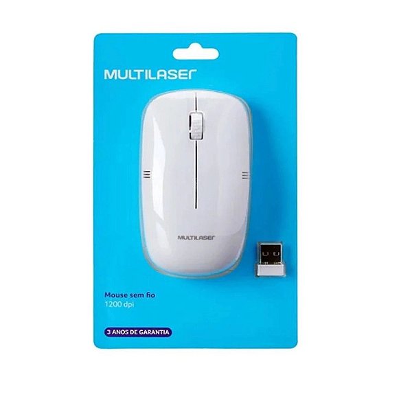 Mouse Sem Fio Multilaser MO286 Branco