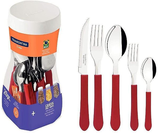 Faqueiro Tramontina 20 Peças Vermelho