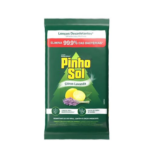 Lenços Desinfectante Pinho Sol Com 40 Fresh Lemo