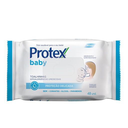Lenços Umedecidos Protex Baby Com 48 Proteção Delicada