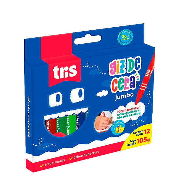 Giz Cera Tris Jumbo 12 Cores