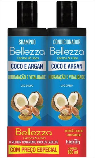 Kit Belleza Shampoo + Condicionador Coco Argan 600ml