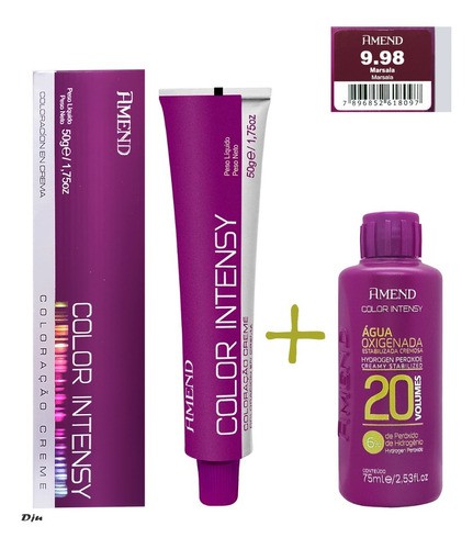 Kit Coloração Intensy Amend 9.98 Marsala 50g