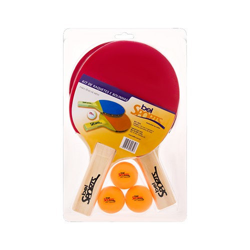 Kit Ping-Pong 2 Raquetes + 3 Bolinhas Bel