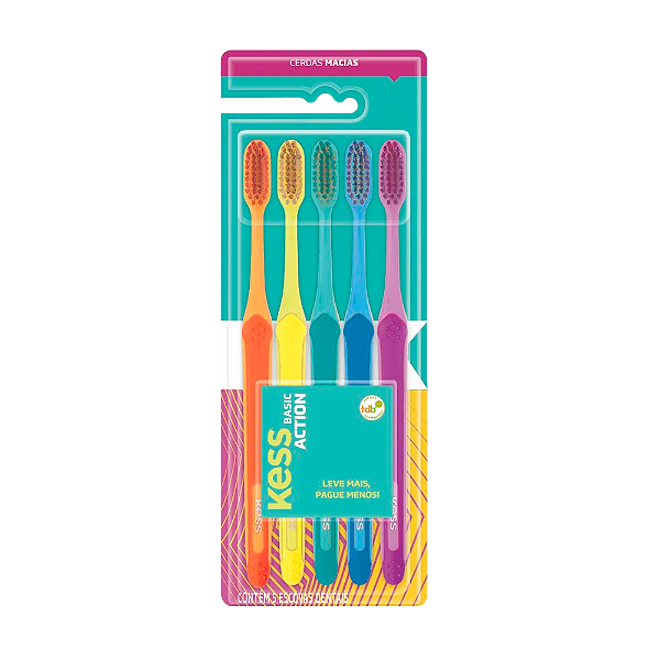 Kit Escova Dental Kess Basic Macia Com 5 Unidades