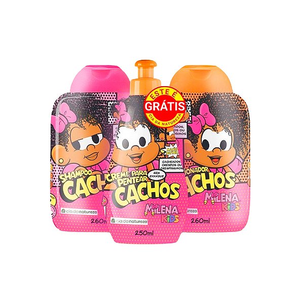 Kit Shampoo e Condicionador para Cabelos Cacheados Milena Kids 260ml