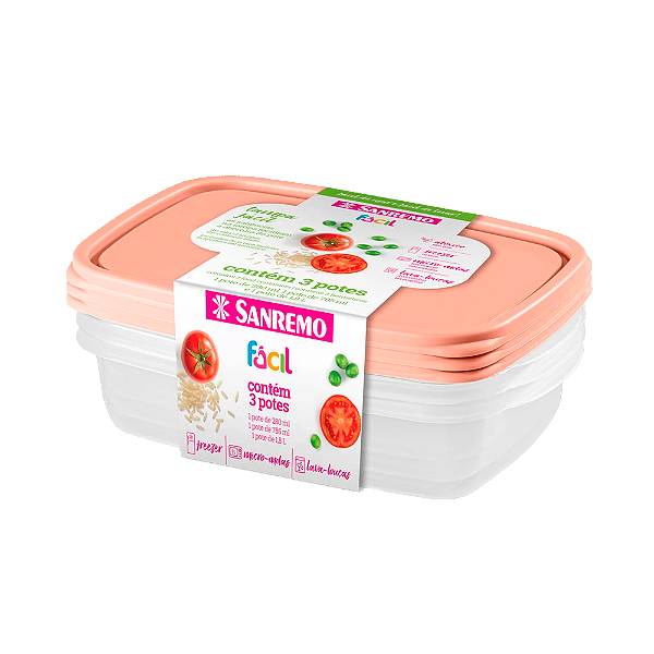 CONJUNTO DE POTES SANREMO 3 PEÇAS 785ML
