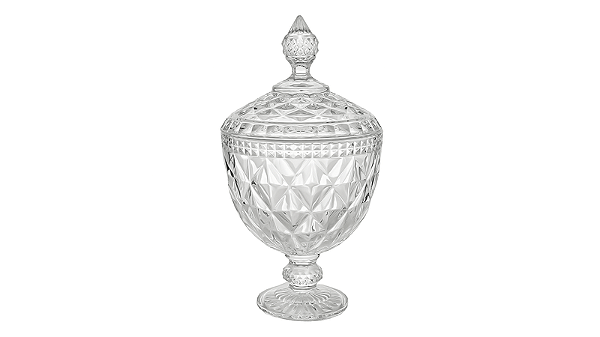 Potiche Decorativo Bomboniere Cristal Diamond Lyor Com Pé