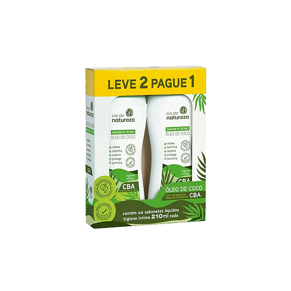 Sabonete Íntimo Cia da Natureza 210 ml Óleo de Coco Leve 2 Pague 1