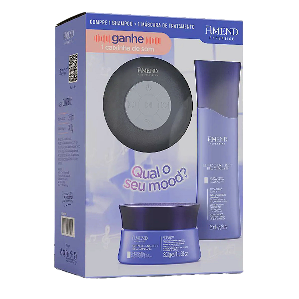 Kit Amend Shampoo 250ml + Máscara 300g com Caixa de Som Grátis