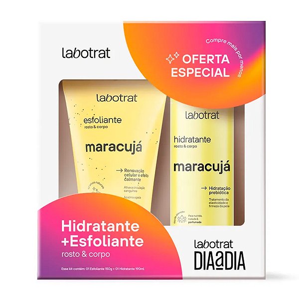 Kit Maracujá Rosto e Corpo Dia A Dia Hidratante 190Ml e Esfoliante 150Ml Labotrat