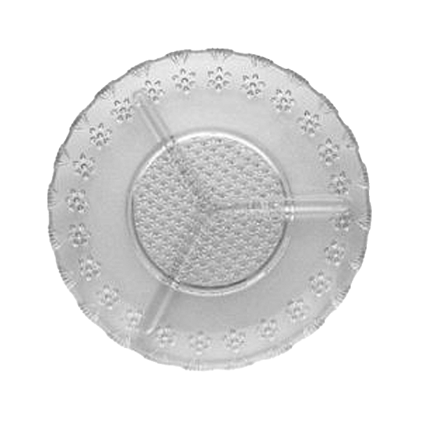 Petisqueira Floral de Vidro com 3 Divisórias