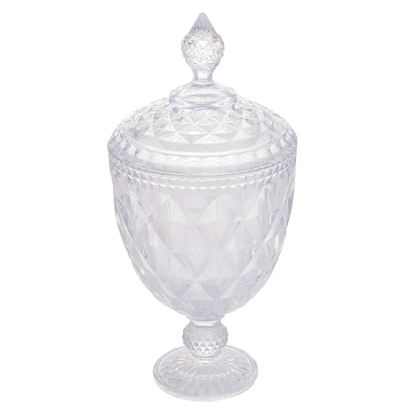 Potiche com pé Diamond de cristal Lyor 7770 15x32cm