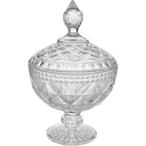 Potiche Lyor Com Pé De Cristal Diamond Transparente 7764 15X23Cm