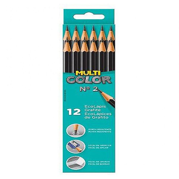 Lápis de Escrever Grafite Faber Castell N°2 com 12 unidades