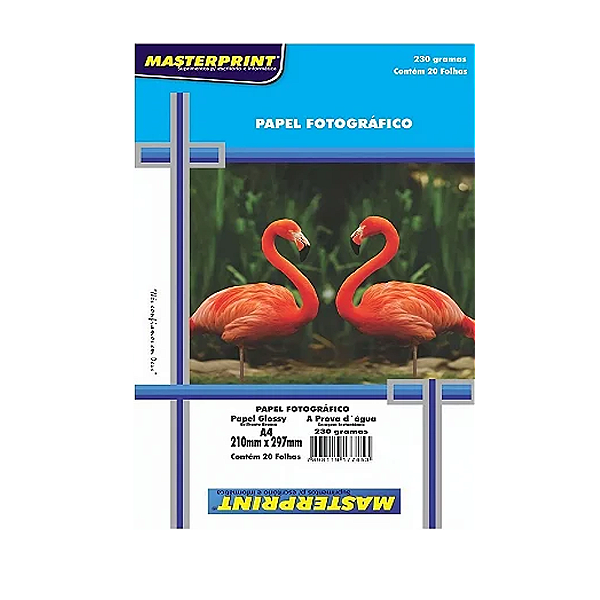 PAPEL FOTOGRÁFICO BRILHOSO MASTERPRINT 230g A4 20 FOLHAS