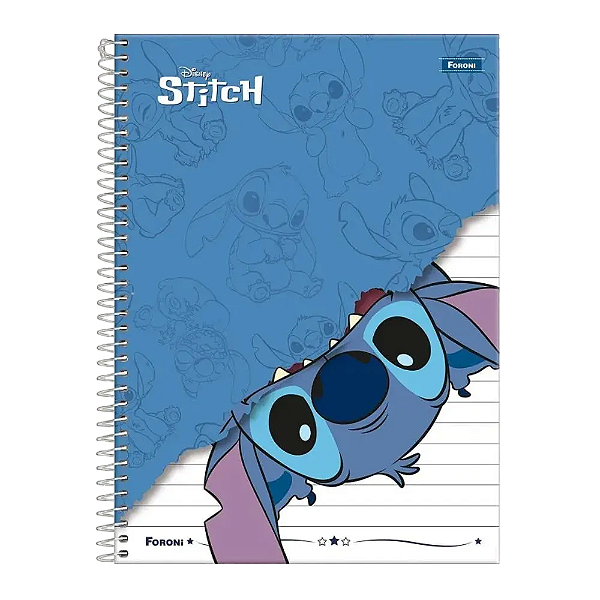 Caderno Foroni Stitch com 10 matérias e 160 folhas