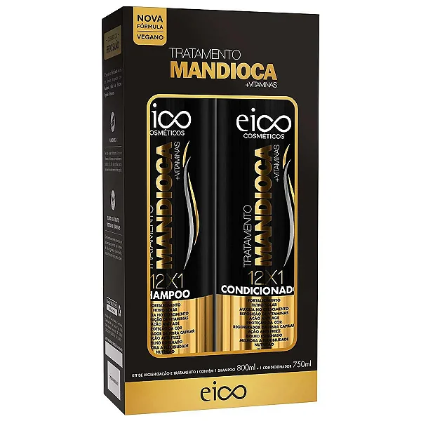 Kit Eico Mandioca Shampoo 800ML + Condicionador 750ml