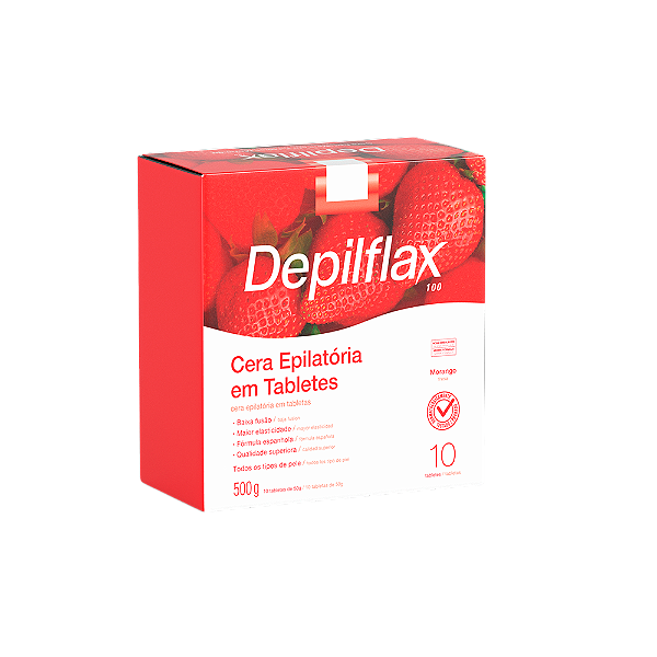 Cera Quente Depilatória Morango Barra Hidrata Depilflax 500g