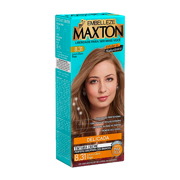 Coloração Creme Maxton Kit 8.31 Louro Claro Bege