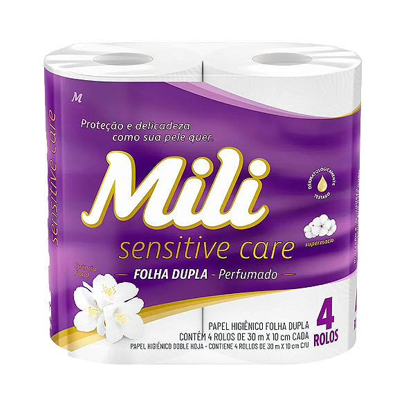 Papel Higiênico Mili Folha Dupla Pétalas De Rosa 4X30m