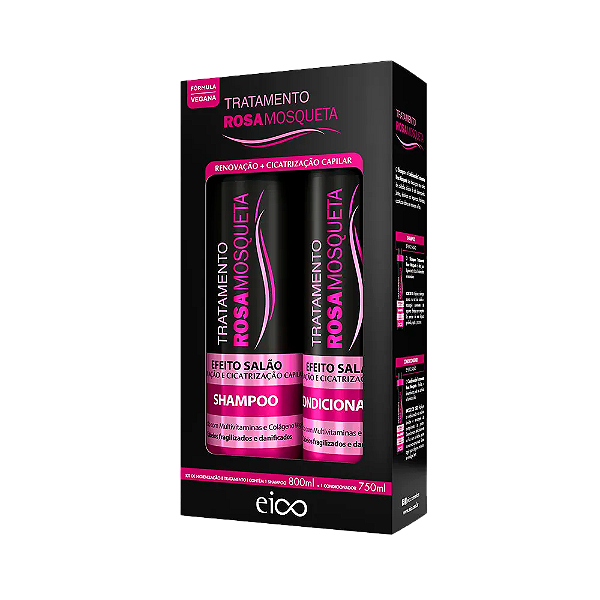 Kit Eico Shampoo 800ML + Condicionador 750ML Rosa Mosqueta