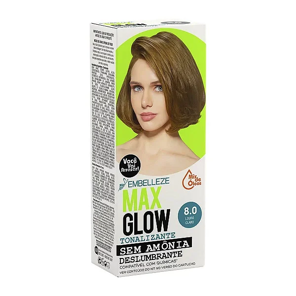 Coloração Max Glow Sem Amônia 8.0 Louro Claro