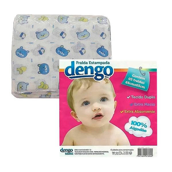 Fralda Minasrey 65X65cm 5 Peças Dengo Estampado
