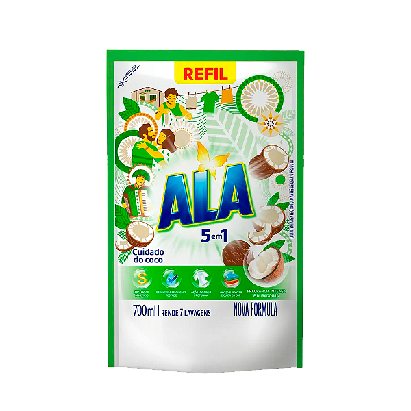 Lava Roupas Líquido Ala Cuidado Coco 700ml