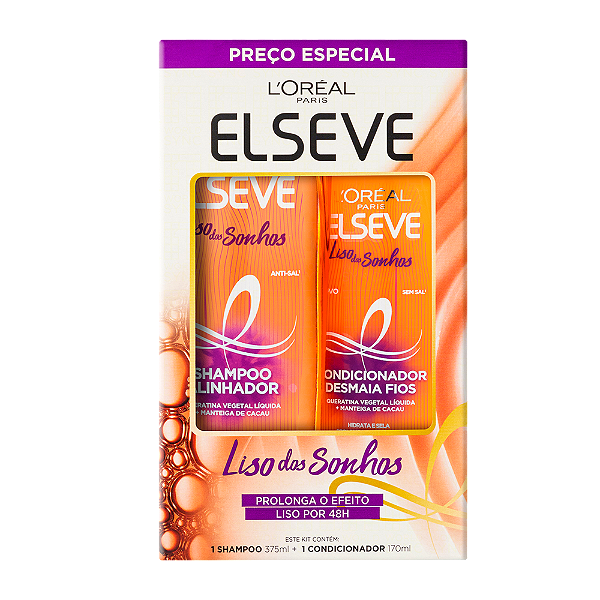 Kit Elseve Shampoo 375ml + Condicionador 170ml Liso Dos Sonhos