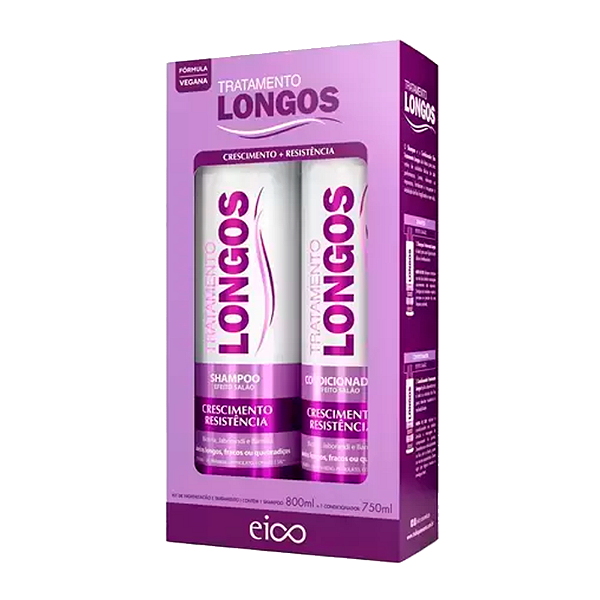 Kit Eico Shampoo + Condicionador Cabelos Longos 800ml