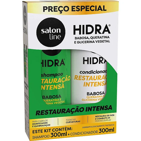 Kit Salon Line Shampoo 300ml + Condicionador 300ML Restauração Intensa Babosa