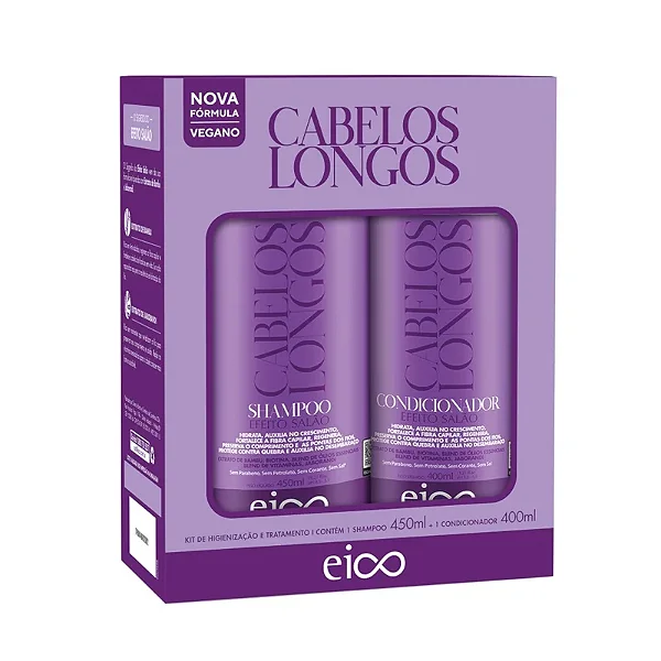 Kit Eico Shampoo 450ML + Condicionador 400ML Cabelos Longos